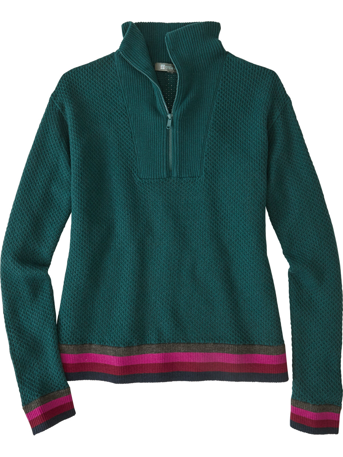 Dunst UNISEX HALF ZIP-UP RIBBED WOOL SWEATER - SOFT GREEN