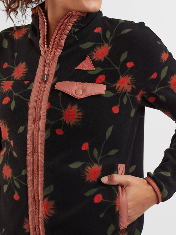 Floral Zip Up Fleece Womens Title Jacket: Nine Unicorn 