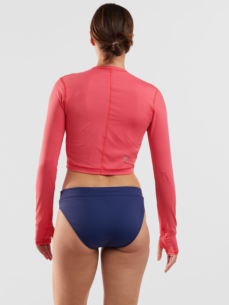 Women Rash Guard One-piece Swimsuit Zipper Front Long Sleeve Monokini  Swimwear