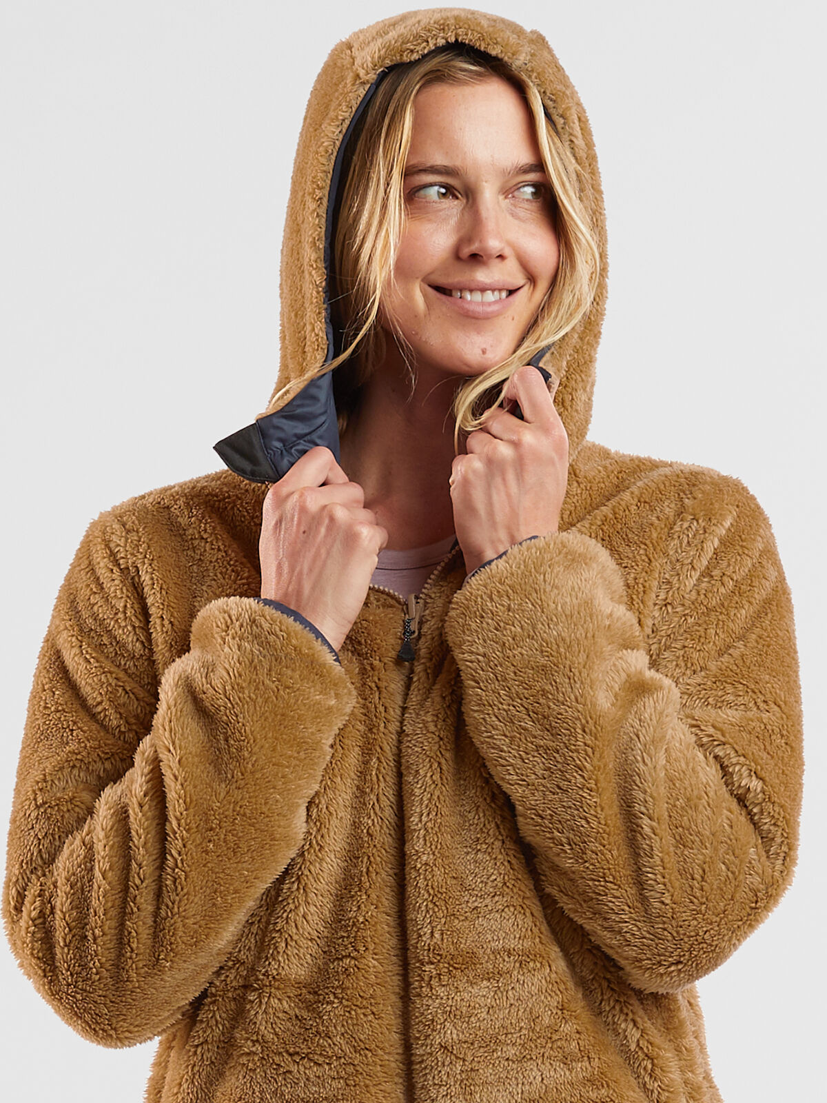 Lovskoo Christmas Women's Reversible Sherpa Fleece Hoodie Jacket Zip Up  Winter Fall Coat Warm Outwear with Pockets Ladies Fleece Thickened Warm  Hooded Reversible Jacket - Walmart.com