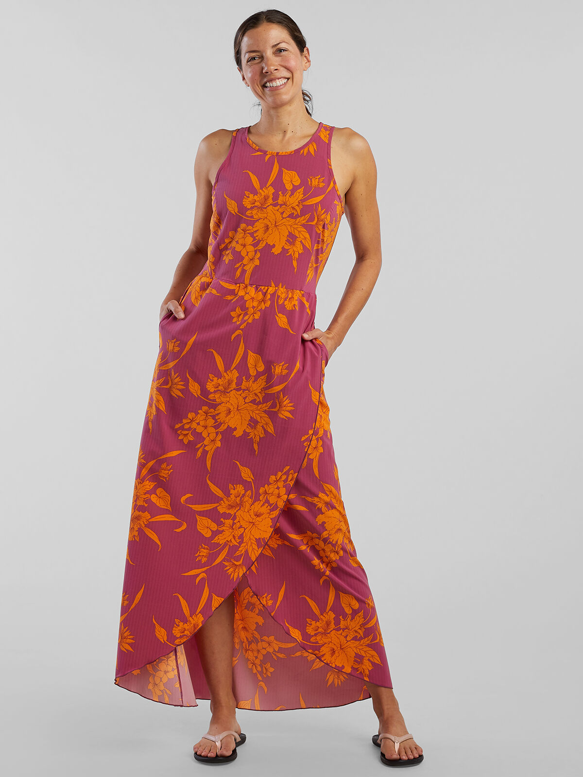 uNidraa | Indigo Ivory Hand Block Floral Printed Sleeveless A-Line Long  Cotton Dress