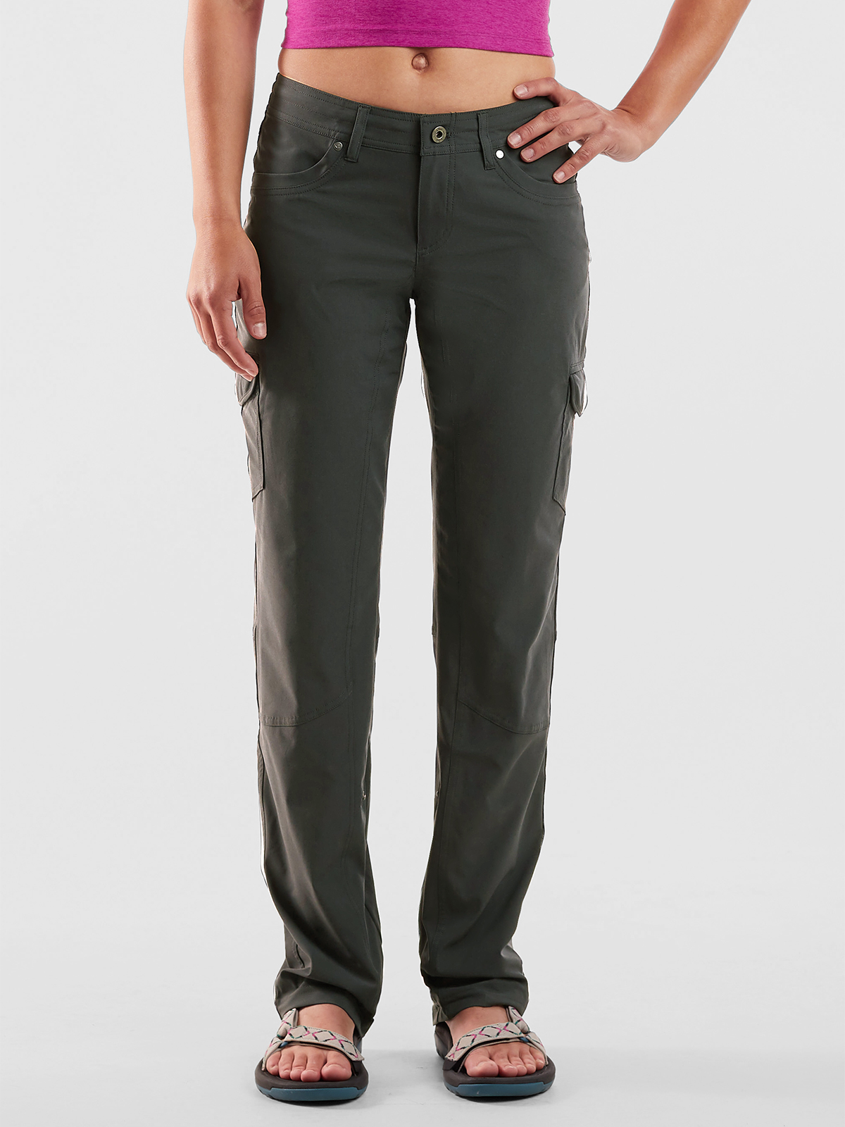 Khaki trouser women - Plus size - Straight leg 2 back pockets - Belore Slims