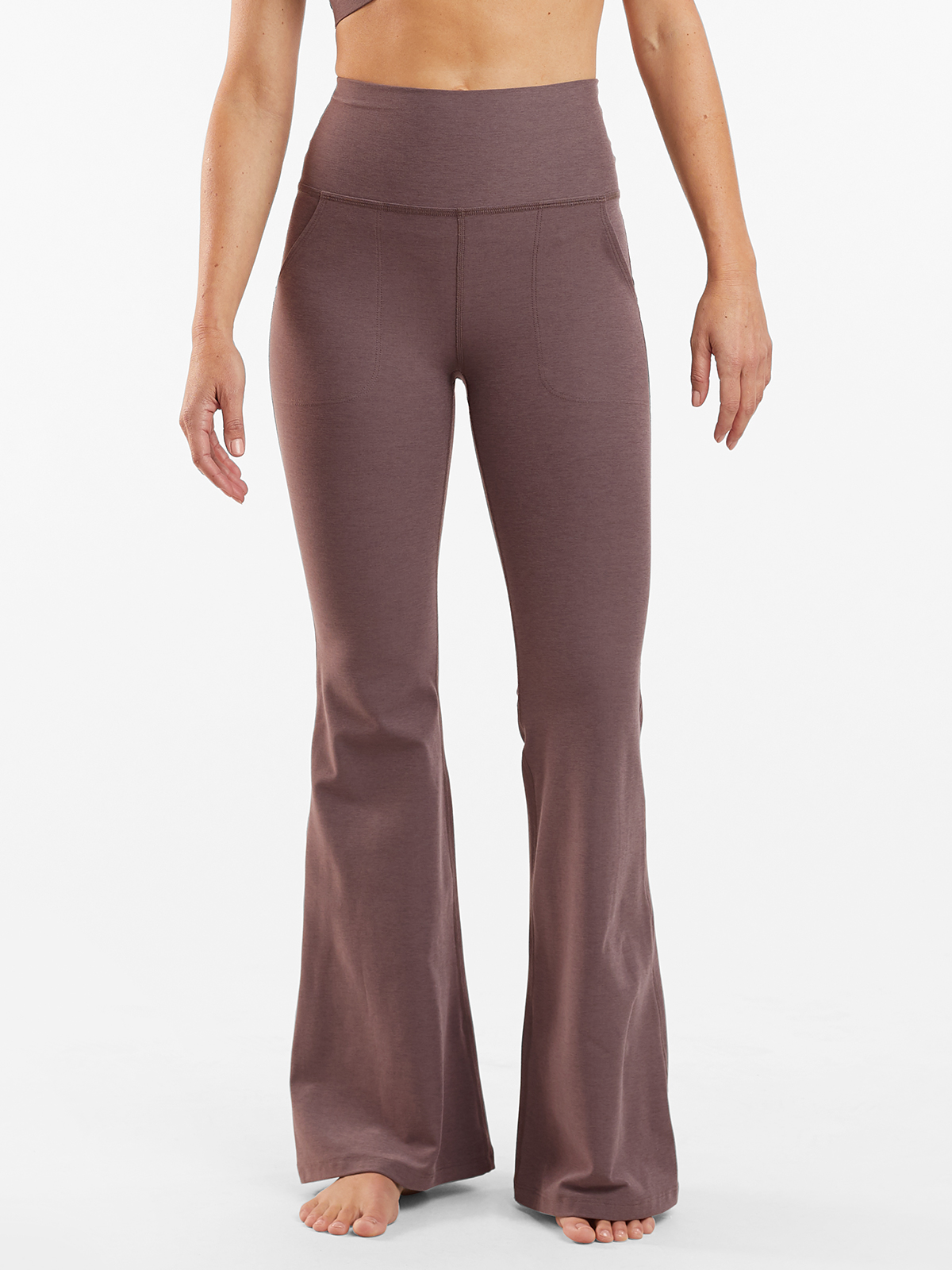 Space Dye High Waist All Day Flare Leggings In Woodland Heather